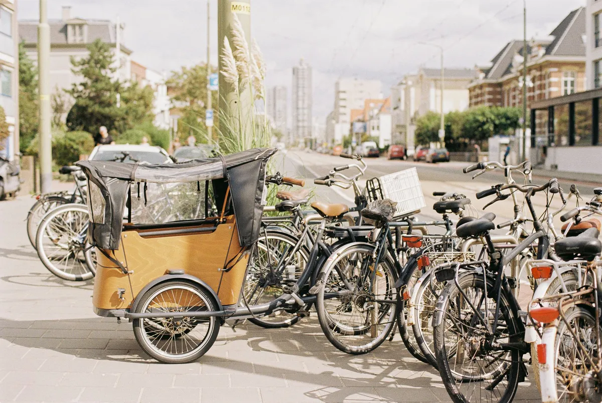 modern cargo bike on urban street