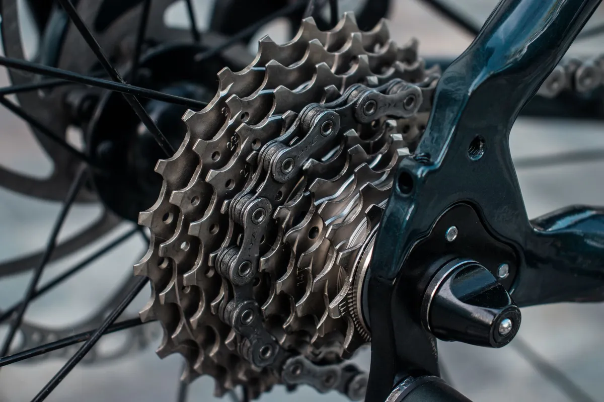 close-up of bike gears